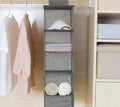 5-Shelf Hanging Closet Organizer – Grey Wardrobe Storage Hanger for Clothes, Towels & Accessories