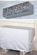 2-Piece AC Cover Set – Indoor & Outdoor Air Conditioner Dust Cover, Floral Quilted + Silver