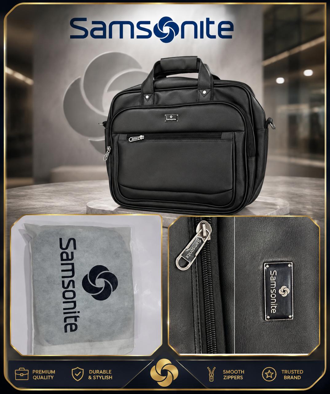 Black leather-look laptop briefcase - photo 2